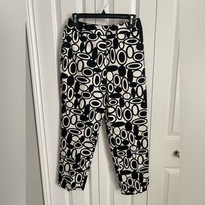 Talbots Size 4 Black & White Geometric Print Stretch Ankle Pants Y2K Funky